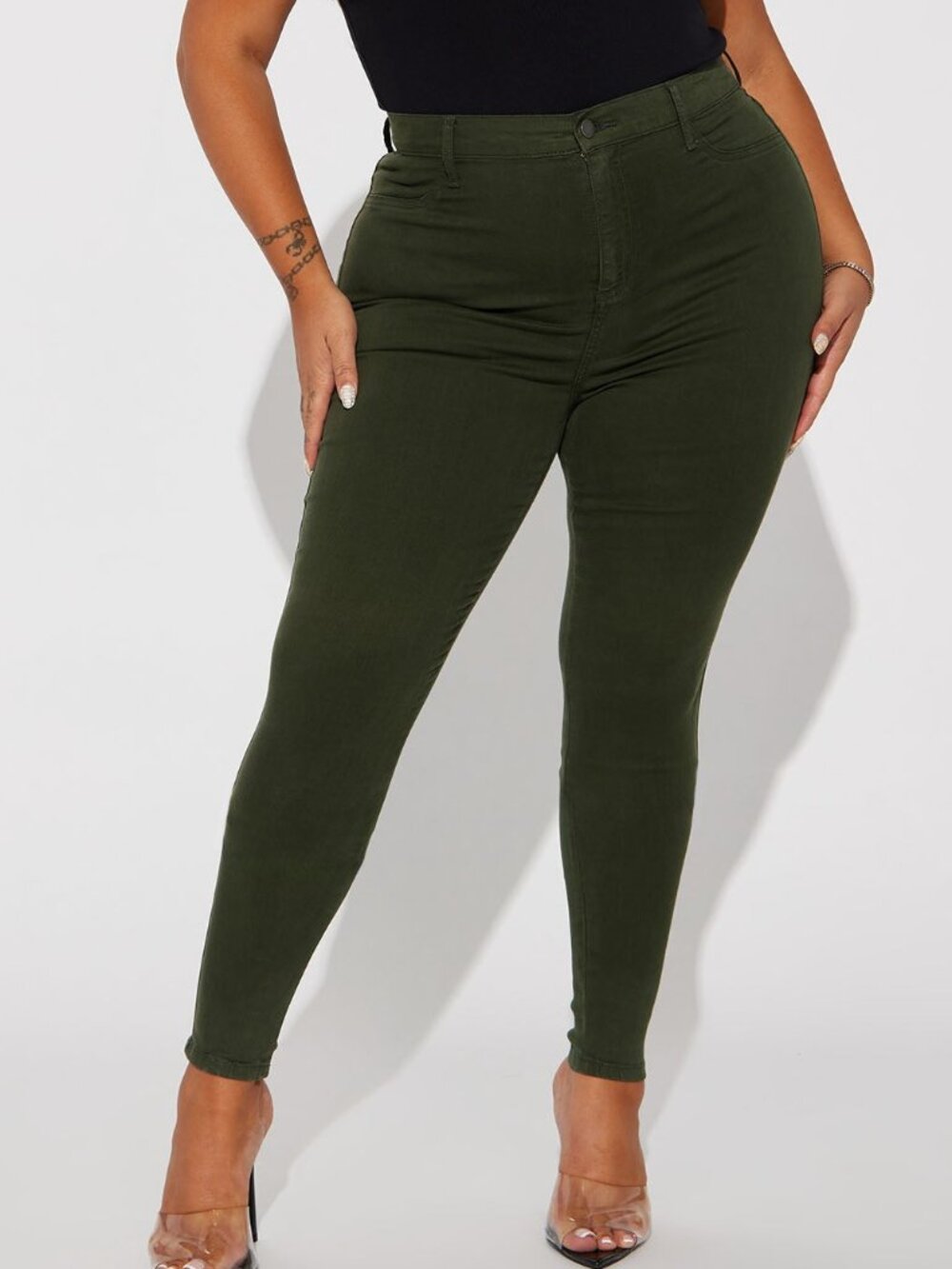 Fashion Nova Olive Green Skinny Jeans